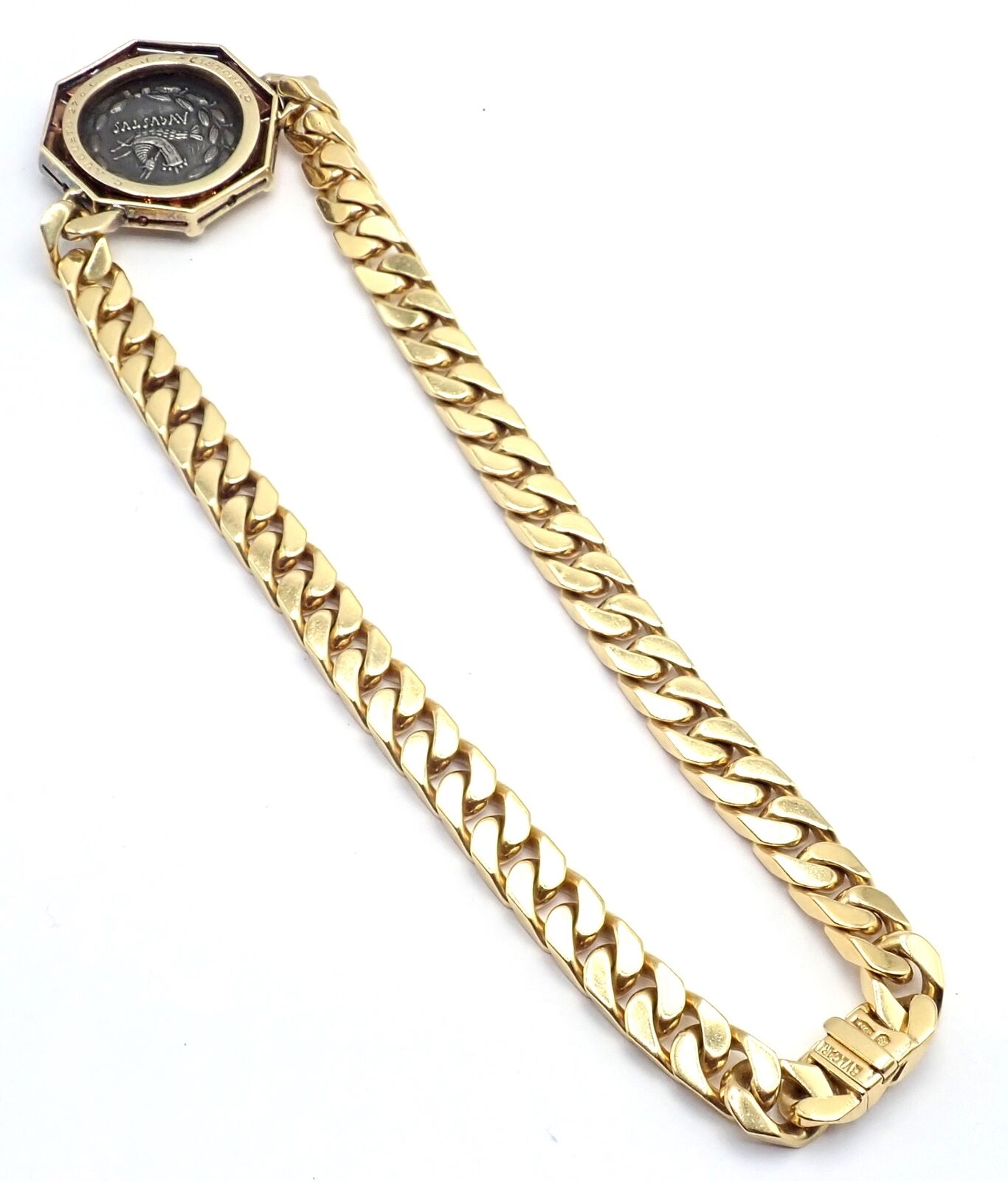 Authentic Bvlgari 18K Yellow Gold Diamond Monete Antique Coin Link Necklace - Luxury Vintage Jewelry for Women - Perfect for Gifts, Parties & Special Occasions