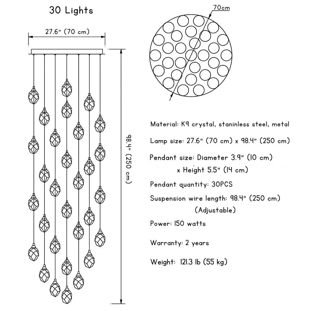 Modern Crystal Chandelier for High Ceiling Living Room - Elegant Lighting Fixture for Dining Room, Bedroom & Entryway - Perfect for Home Decor and Special Occasions