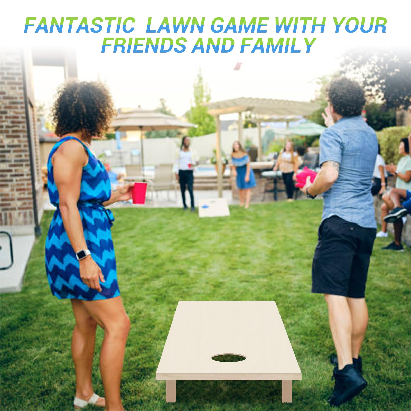 Premium 4×2FT Wooden Cornhole Set with 8 Bean Bags & Scoreboard - Outdoor Lawn Game for Adults, Family, Backyard Parties, Tailgating, and BBQ Gatherings (DIY Style)