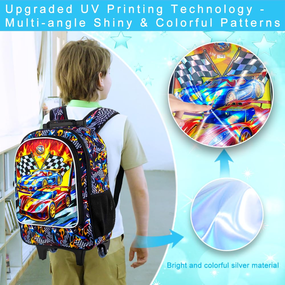 3PCS Rolling Backpack for Kids - Wheeled School Bookbag with Lunch Box for Boys & Girls | Durable Backpacks with Wheels for Elementary Students | Perfect for School, Travel & Daily Use