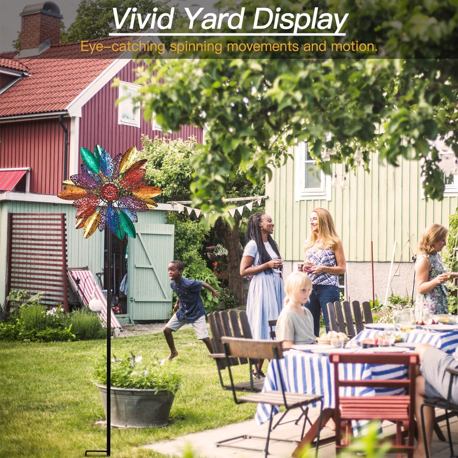 Solar Powered Garden Wind Spinners with LED Lights - 20