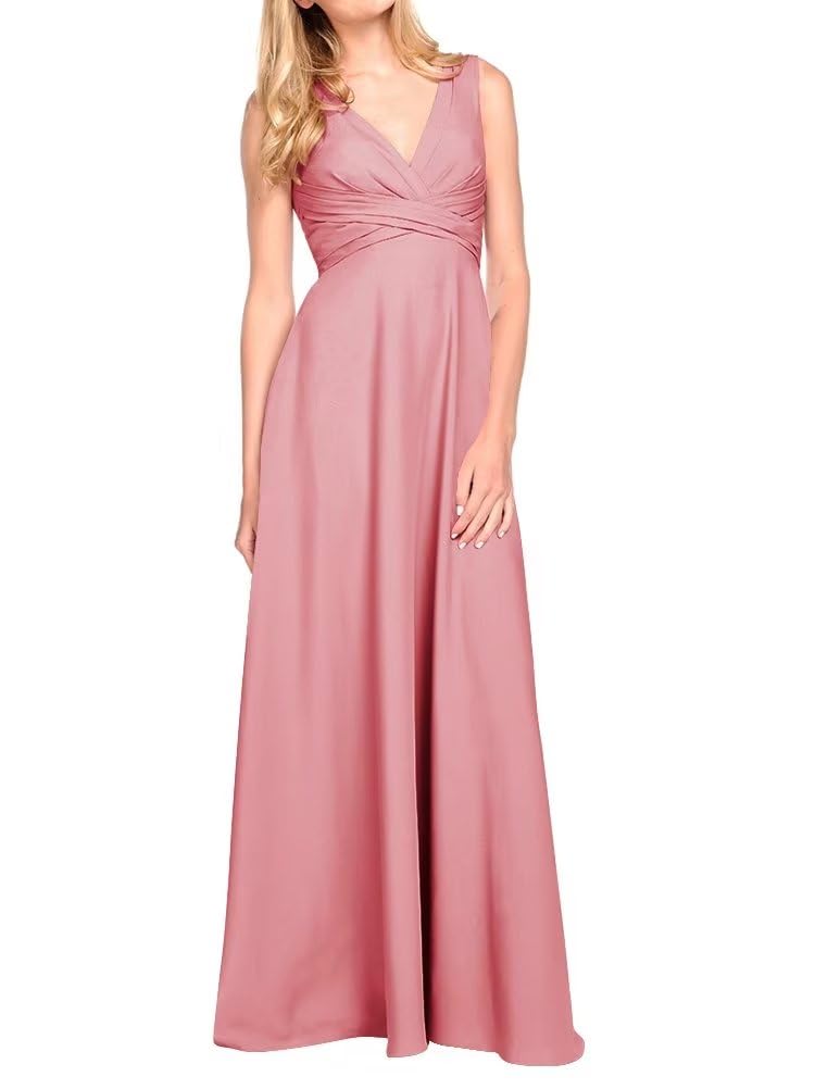 Elegant V-Neck A-Line Bridesmaid Dresses for Wedding - Long Formal Prom Gowns for Women | Perfect for Weddings, Proms & Special Occasions