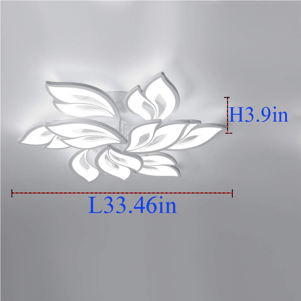 Modern LED Flush Mount Ceiling Light with Remote Control - Dimmable Flower Design Chandelier for Bedroom, Kitchen Island, Living Room & Dining Room | Energy Saving Home Decor Lighting Fixture for Indoor Use
