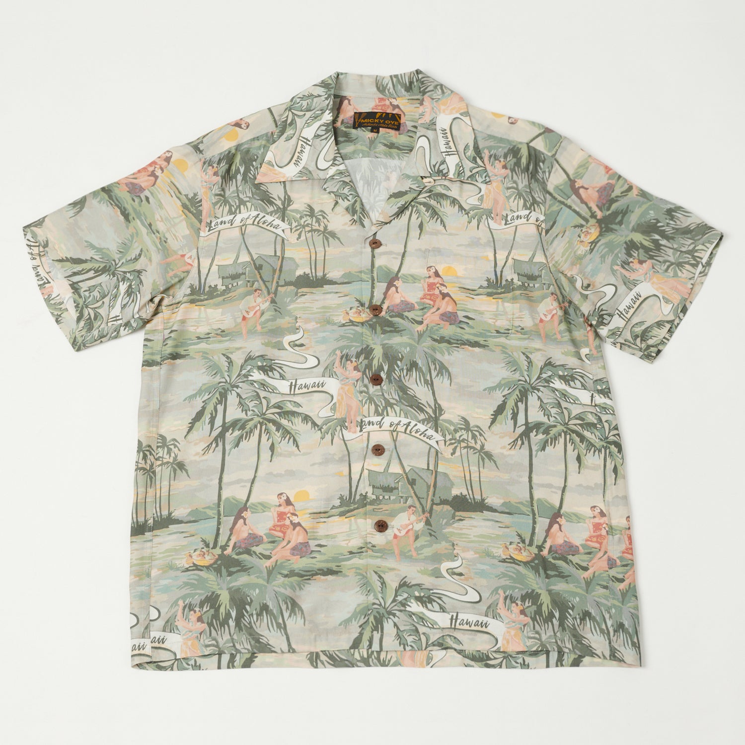 Micky Oye 'Land of Aloha' Hawaiian Shirt for Men - Tropical Floral Print Short Sleeve Button Up Shirt - Perfect for Beach Vacation, Luau Party & Summer Casual Wear