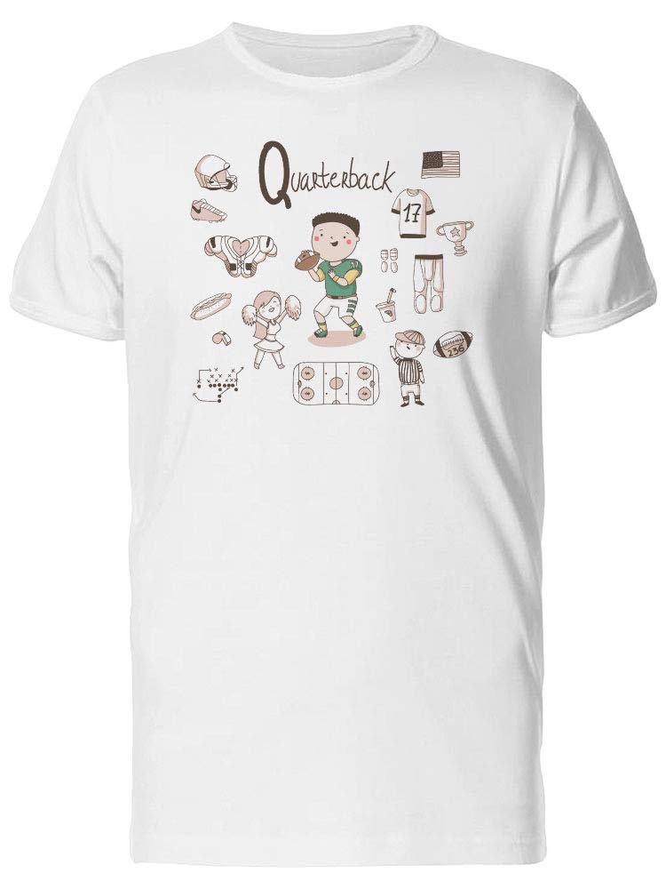 Quarterback Doodle Graphic T-Shirt for Men | Football Player Inspired Casual Tee | Perfect for Game Day, Sports Fans & Everyday Wear