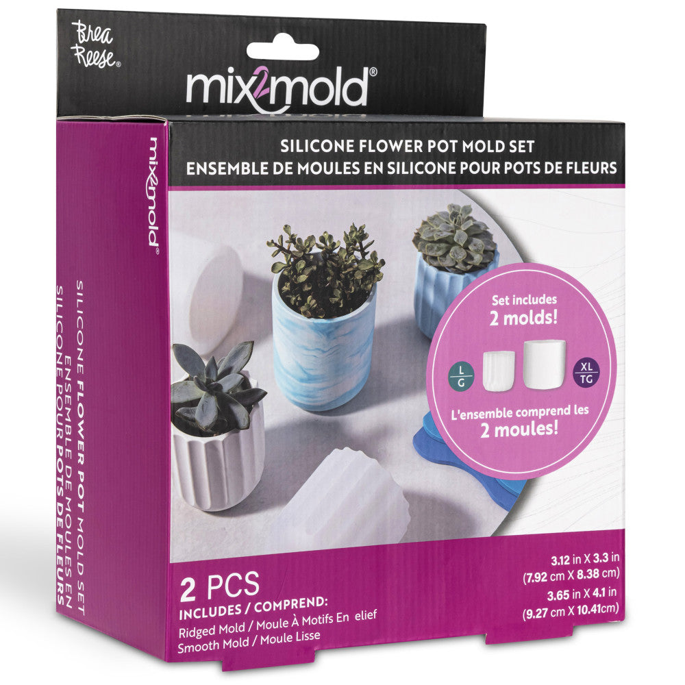 Brea Reese Mix2Mold Planter Creation Kit - 2 Reusable Silicone Molds for DIY Succulent Planters, Flower Pots & Home Decor - Perfect for Gardening Enthusiasts & Craft Lovers