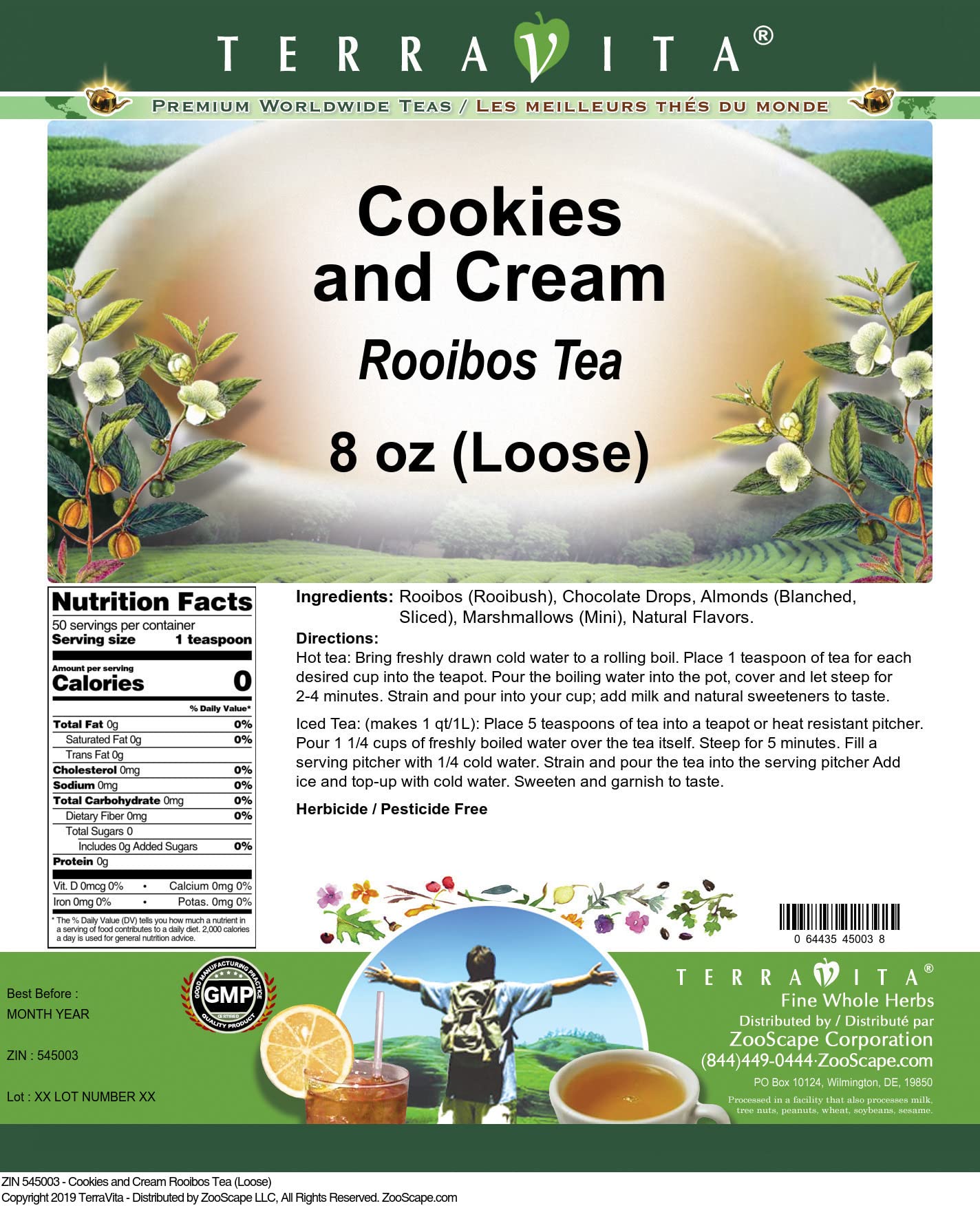Organic Cookies and Cream Rooibos Loose Leaf Tea - 8oz (3 Pack) | Caffeine-Free Herbal Tea | Perfect for Relaxation, Dessert Pairing & Gift Giving