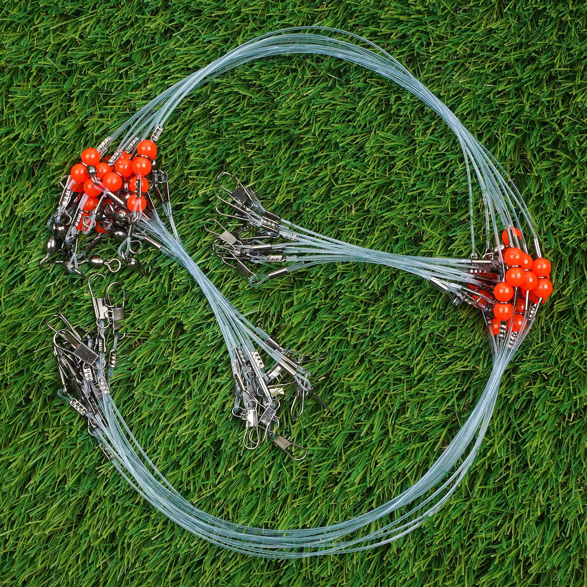 12pcs/24pcs Saltwater Fishing Leader Rigs with Swivel Snaps & Red Beads - Strong Wire Bottom Rig for Baits, Lures & Hooks | Perfect for Deep Sea Fishing, Surf Casting & Offshore Angling