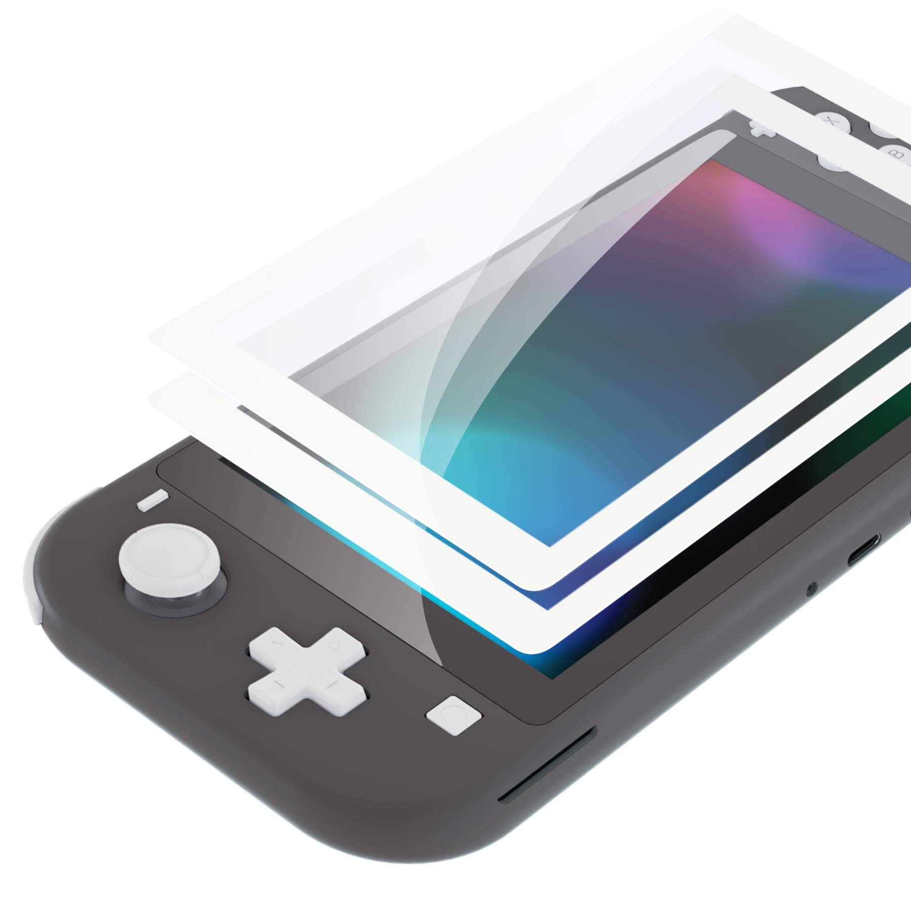 eXtremeRate 2-Pack Tempered Glass Screen Protector for Nintendo Switch Lite - Anti-Scratch, Anti-Fingerprint, Shatterproof, Bubble-Free (White) - Perfect for Gaming Protection and Travel Use