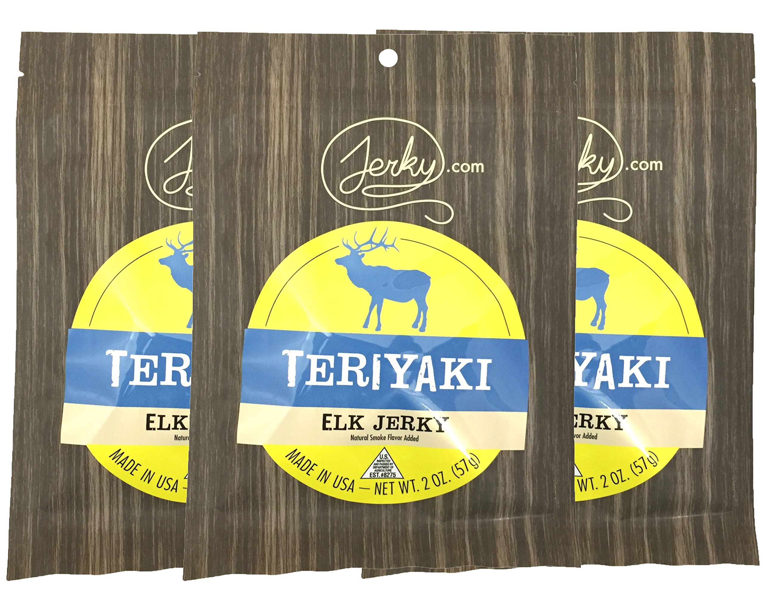 Premium Teriyaki Elk Jerky - All-Natural Wild Game Meat Snacks, High-Protein Healthy Snacks for Adults, No Preservatives - 1.75oz (3-Pack) | Perfect for Hiking, Camping & Keto Diet