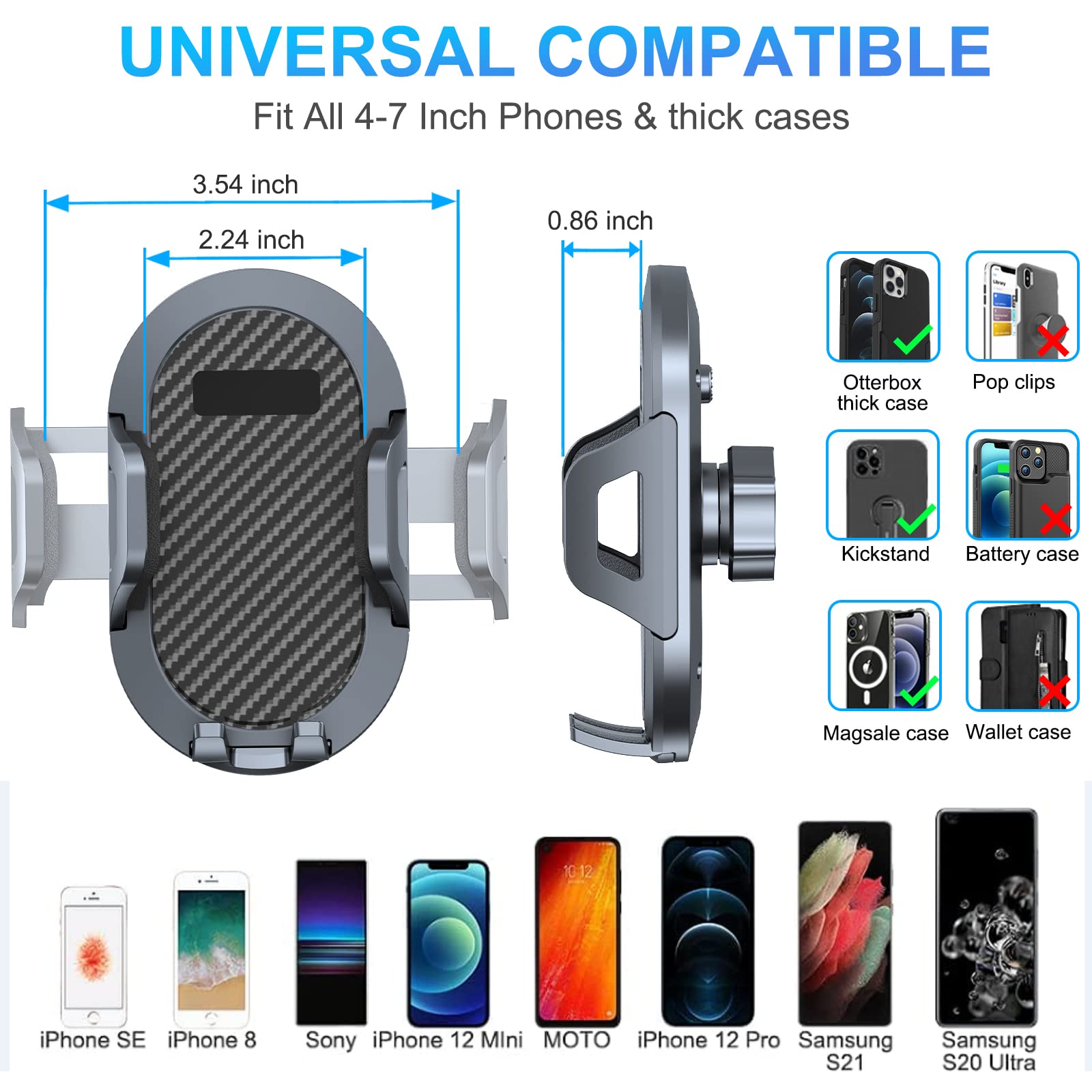 Universal Phone Mount Holder for 2018-2023 Jeep Wrangler JL/JLU & 2020-2023 Gladiator JT - Multi-Angle Adjustable Dash Car Kit with Storage Tray Accessories (Not Compatible with Wrangler 4XE) - Perfect for Off-Roading, GPS Navigation & Hands-Free Driving