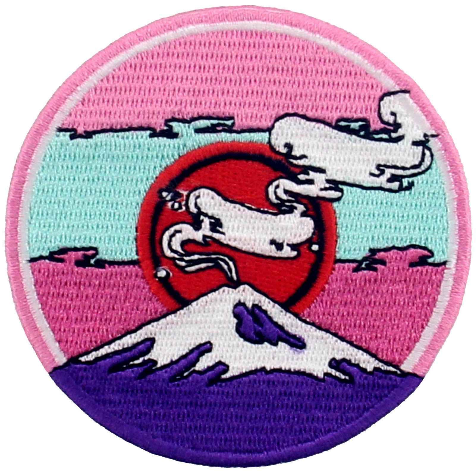Fuji Under The Red Sun Embroidered Patch - Iron On & Sew On Applique Emblem for Jackets, Hats, Bags & DIY Crafts | Vintage Japanese Inspired Design