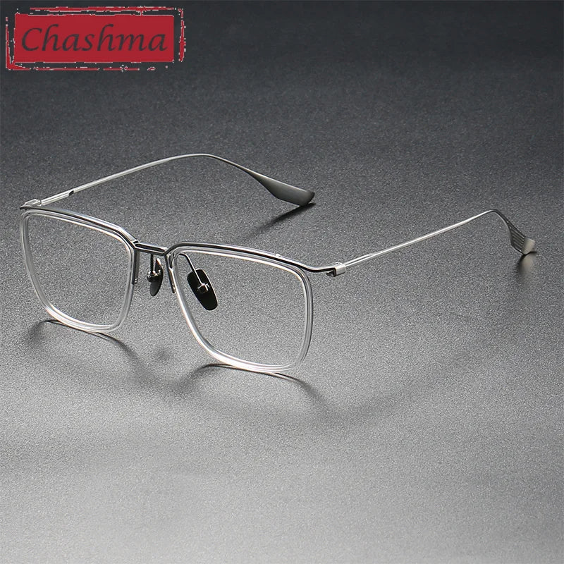 Unisex Full Rim Square Titanium Acetate Eyeglasses 84106 - Lightweight & Durable Frame for Men & Women - Perfect for Office, Reading & Fashion Accessories