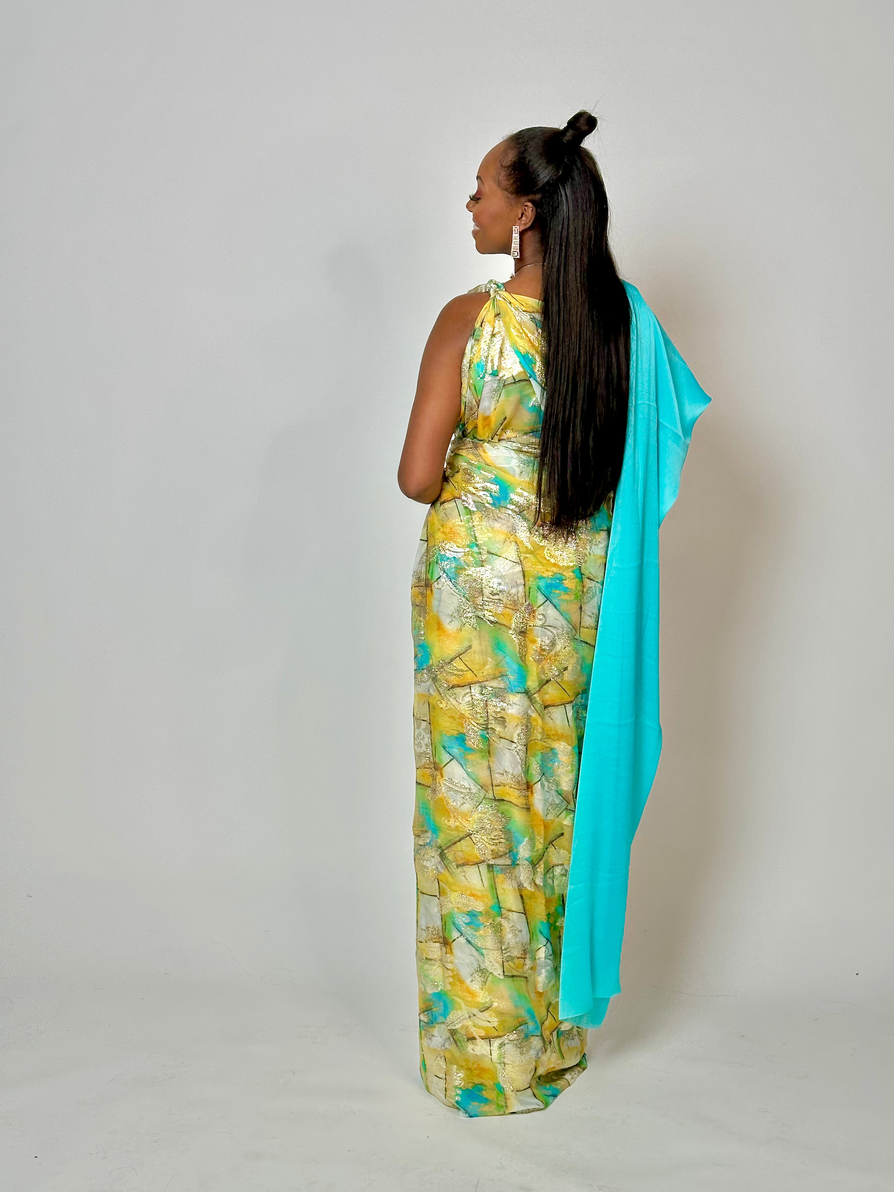 Authentic Dahab Blue Somali Dirac/Guuntino - Traditional African Scarf for Women - Perfect for Weddings, Cultural Events & Everyday Fashion
