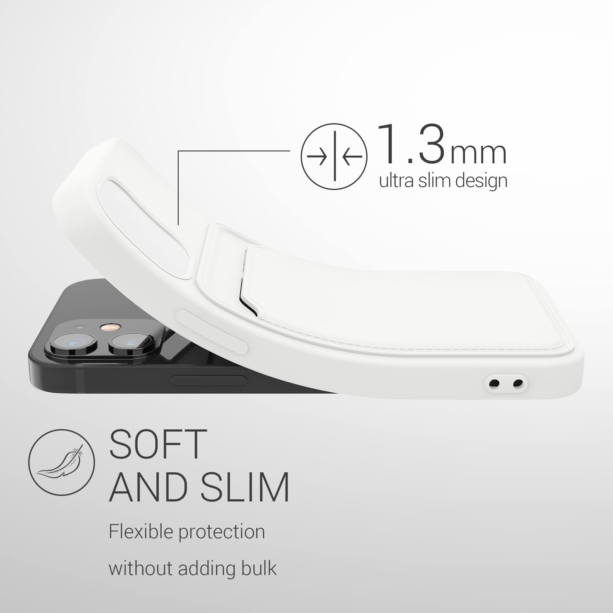 kwmobile Shockproof TPU Phone Case Compatible with Apple iPhone 12 Mini - Slim Protective Cover with Credit Card Holder (White) - Perfect for Everyday Use, Travel & Business Meetings