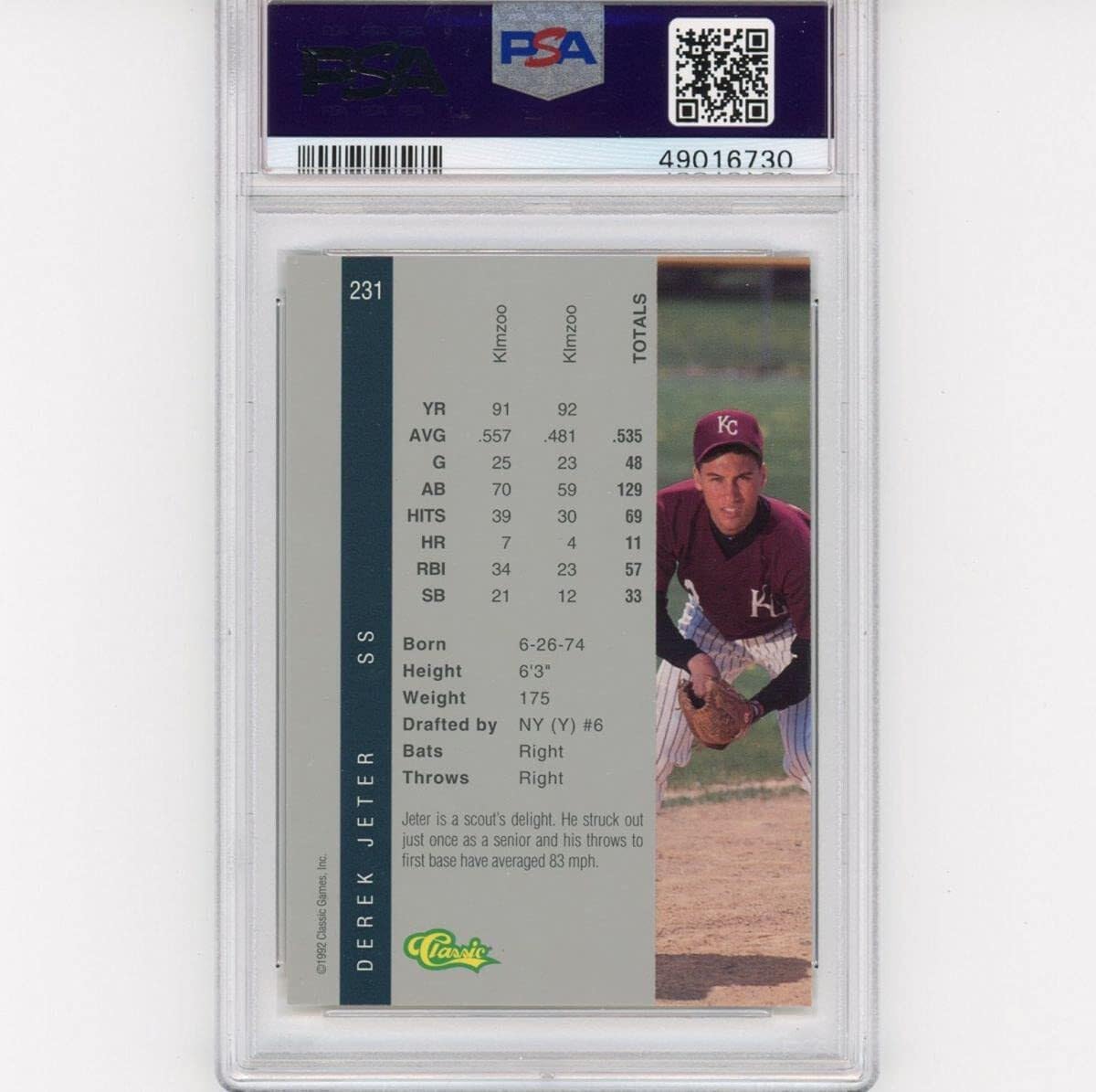 1992 Derek Jeter #231 Rookie RC Baseball Card PSA 10 Gem Mint - Rare Collectible Sports Memorabilia for Display & Investment
