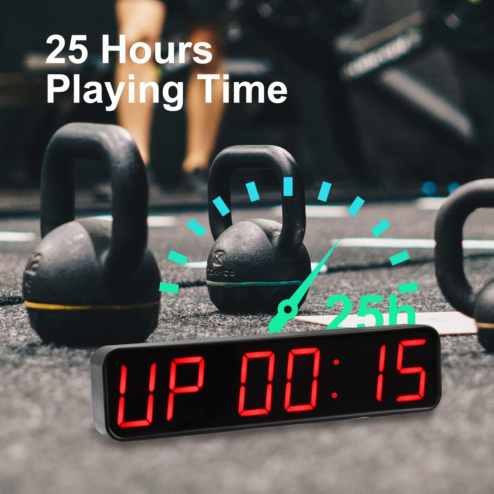 Jhering Interval Timer for Workouts, Portable Rechargeable Gym Timer with Built-in Magnet, Large Anti-Dizziness Digital Display - Perfect for Home Gym, HIIT Training & Boxing Workouts