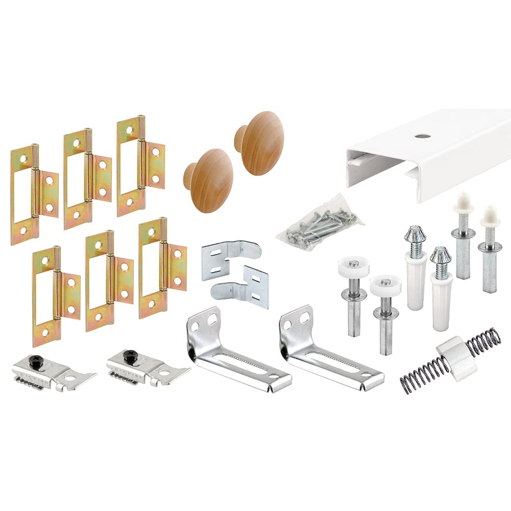 Prime-Line 161796 Bi-Fold Closet Door Track Kit - 60 Inch Heavy Duty Steel Sliding System, White (1 Kit) - Perfect for Bedroom, Closet & Space-Saving Solutions