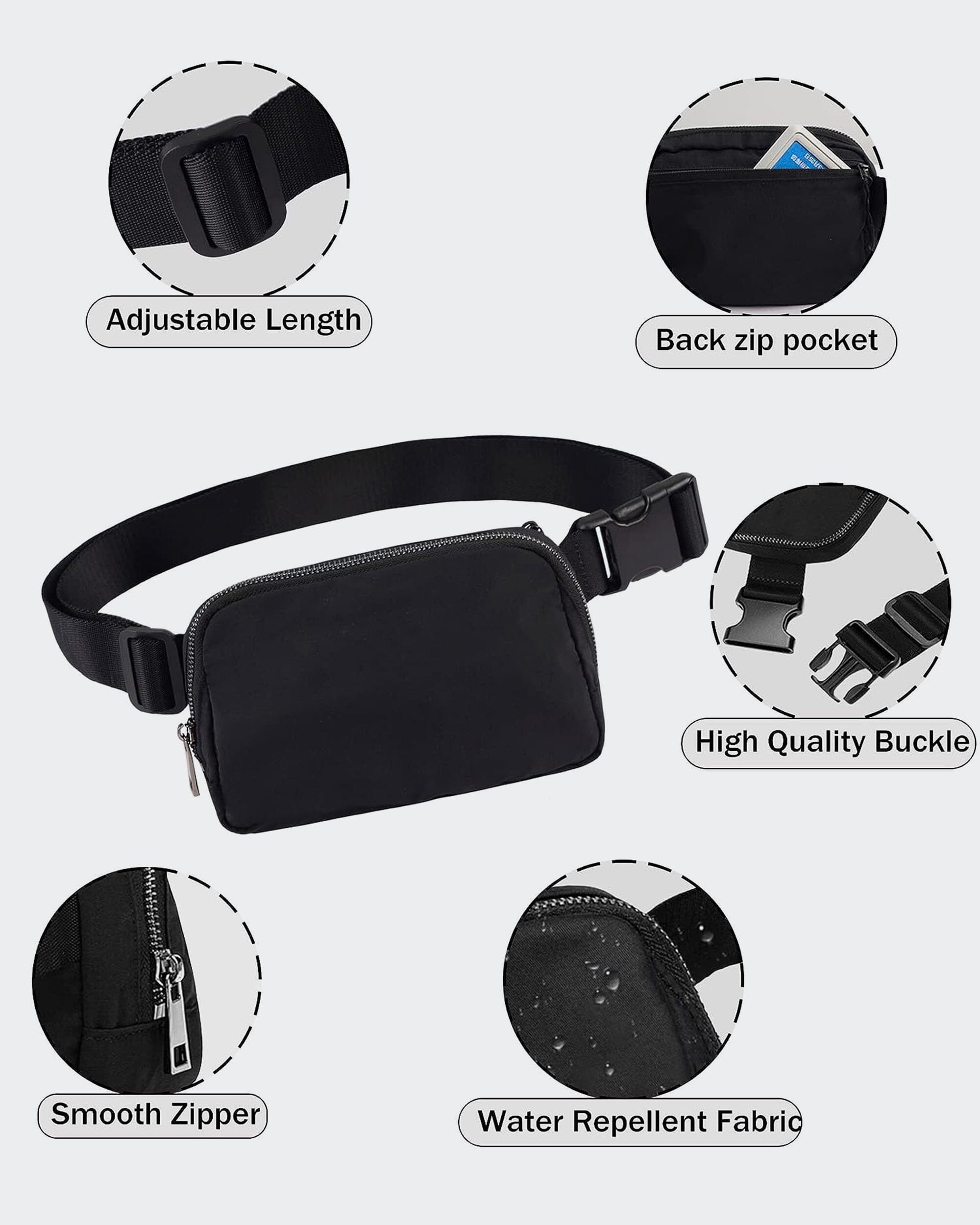 Compact 1L Crossbody Belt Bag for Women & Men - Lightweight Waist Pack for Travel, Running, Hiking & Everyday Use
