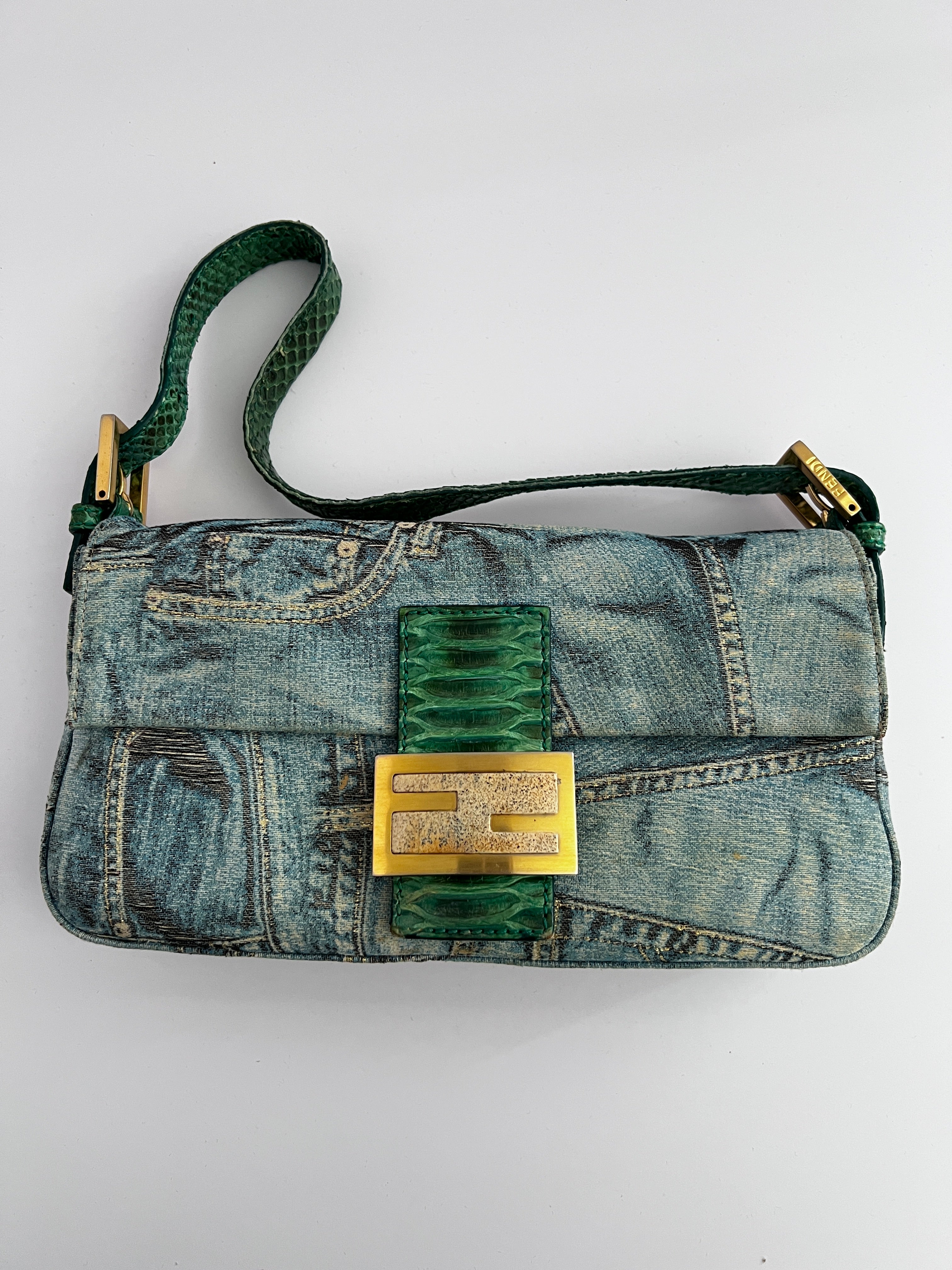 Fendi Limited Edition Denim Baguette Shoulder Bag - Vintage Designer Handbag for Women | Perfect for Casual Outings, Date Nights & Fashion Events
