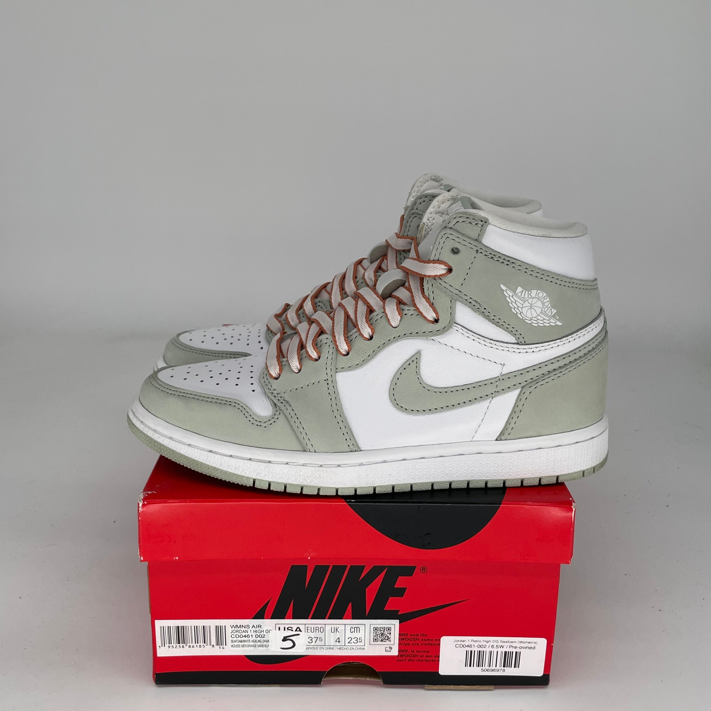 AIR JORDAN 1 SEAFOAM Women's Sneakers Size 5/6.5W - Retro Basketball Shoes for Women, Fashion Streetwear & Casual Wear - Style CD0461-002