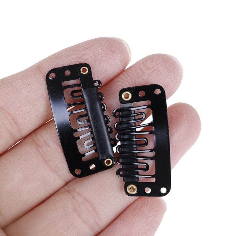 Nyamah Women's Metal Hair Extension Snap Clips - 12pcs Black Wig Clips with Silicone Rubber Wefts for Secure Hair Attachment & Bonding | Perfect for Weaves, Wigs, and Hair Extensions | Great for Daily Styling, Cosplay & Salon Use