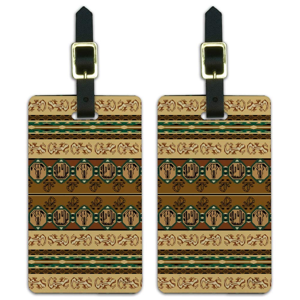 Southwest New Mexico Arizona Desert Themed Luggage ID Tags - Set of 2 Personalized Travel Accessories for Suitcases, Backpacks & Carry-On Bags