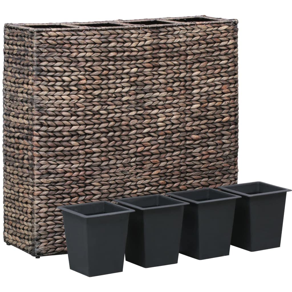 Eco-Friendly Water Hyacinth Raised Garden Bed with 4 Removable Pots - Versatile Indoor Planting Solution for Herbs, Flowers & Small Plants - Perfect for Home, Apartment & Office Decor