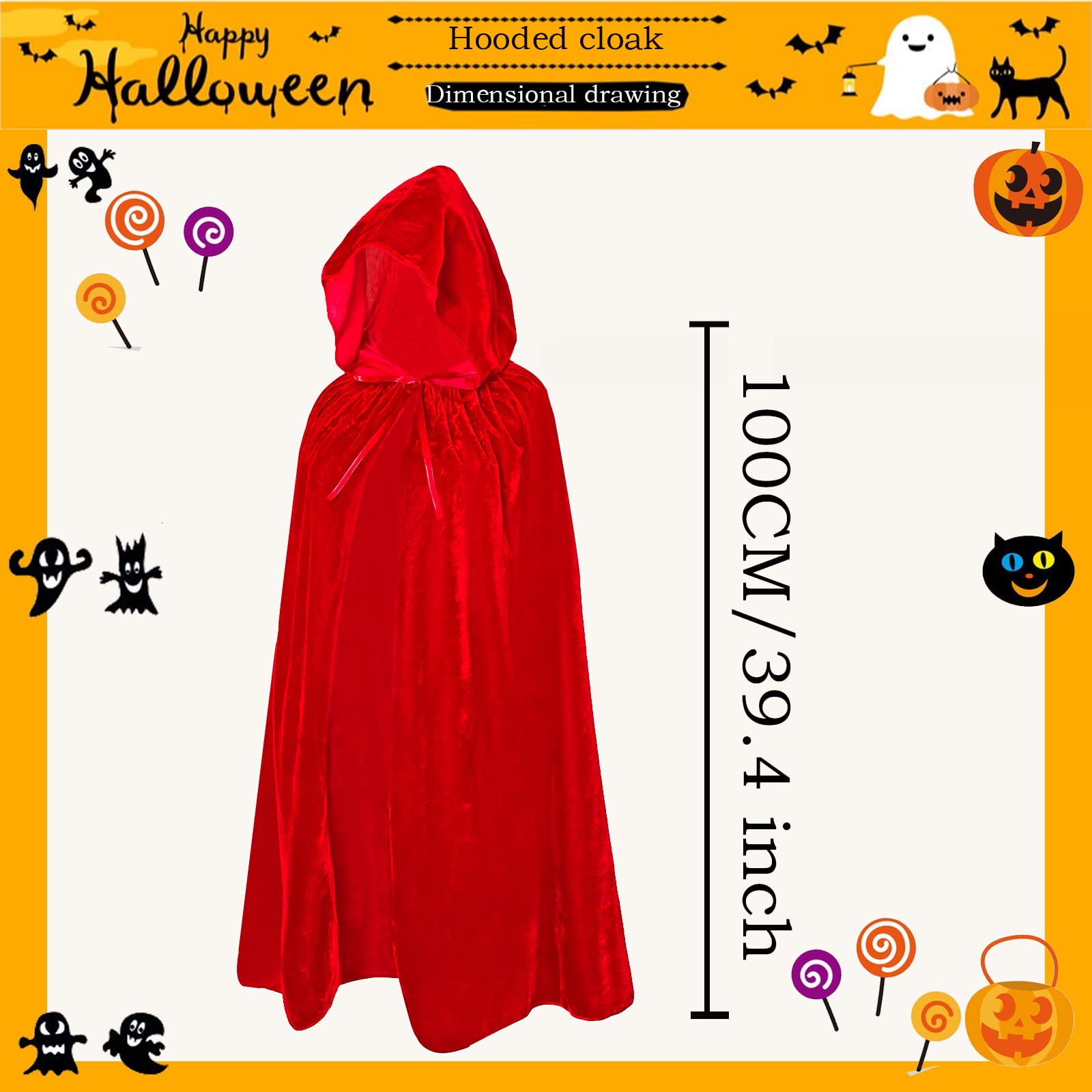 Elegant Velvet Hooded Cloak Cape for Halloween, Christmas & Cosplay - Gothic Medieval Costume for Masquerade Parties & Renaissance Fairs