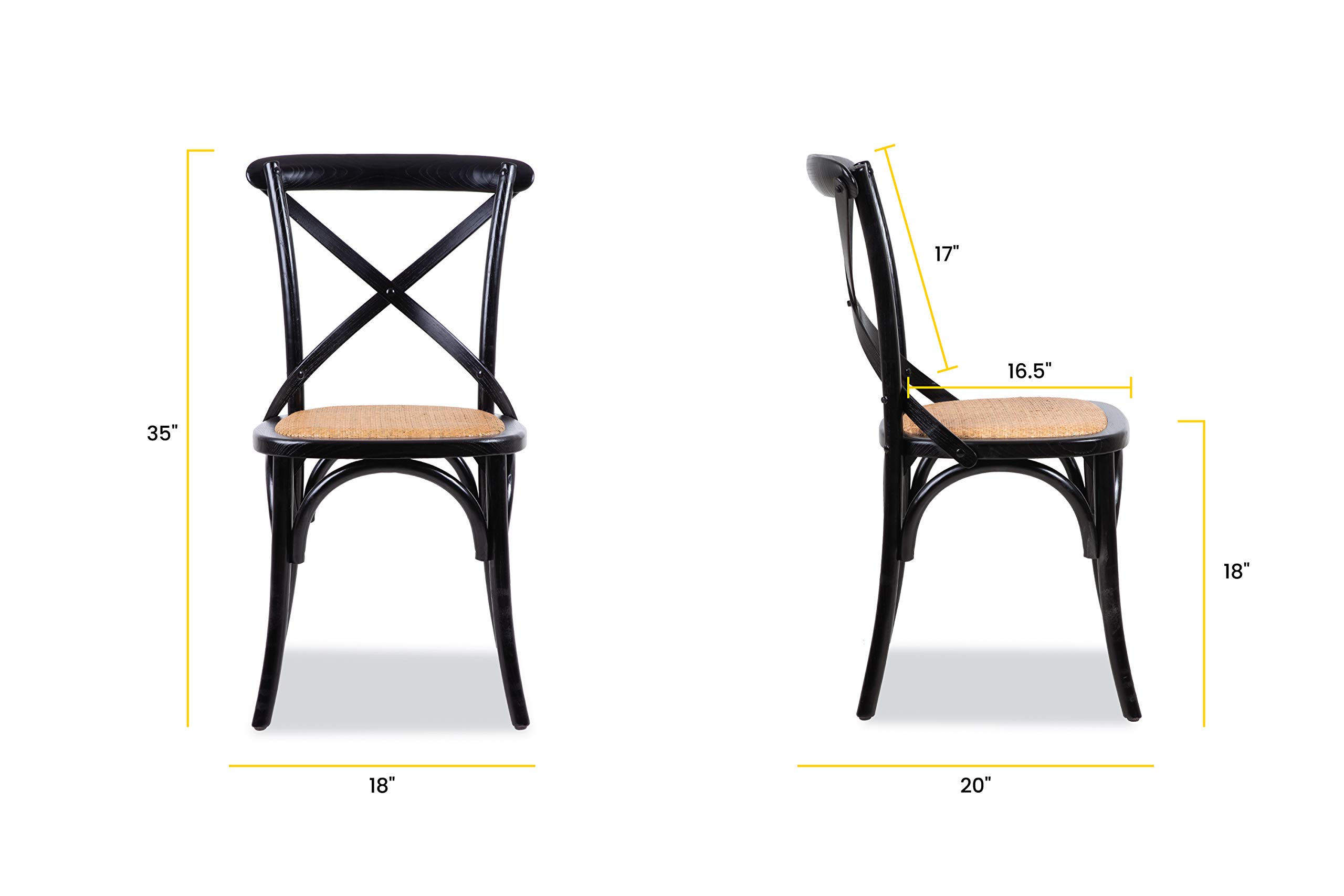 Poly and Bark Cafton Crossback Chair - Modern Black Dining Chair for Kitchen, Dining Room & Office - Comfortable & Stylish Seating Solution