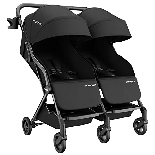 **Mompush Lithe Double Stroller for Twins - Compact Lightweight Side by Side Stroller for Infants & Toddlers - Perfect for Travel, Shopping & Family Outings**