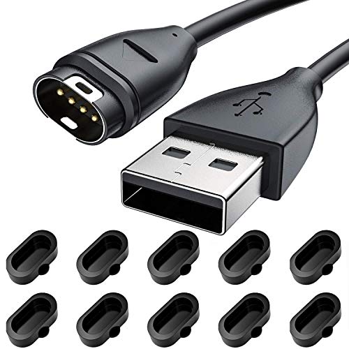 Premium 3-Feet USB Charging Cable with Data Transfer & Port Protector - Compatible with Garmin Fenix 5/5X/5X Plus/5 Plus/5S/5S Plus/6X/6/6S - Fast Charging Cord for Smartwatches, Fitness Trackers & Outdoor Activities