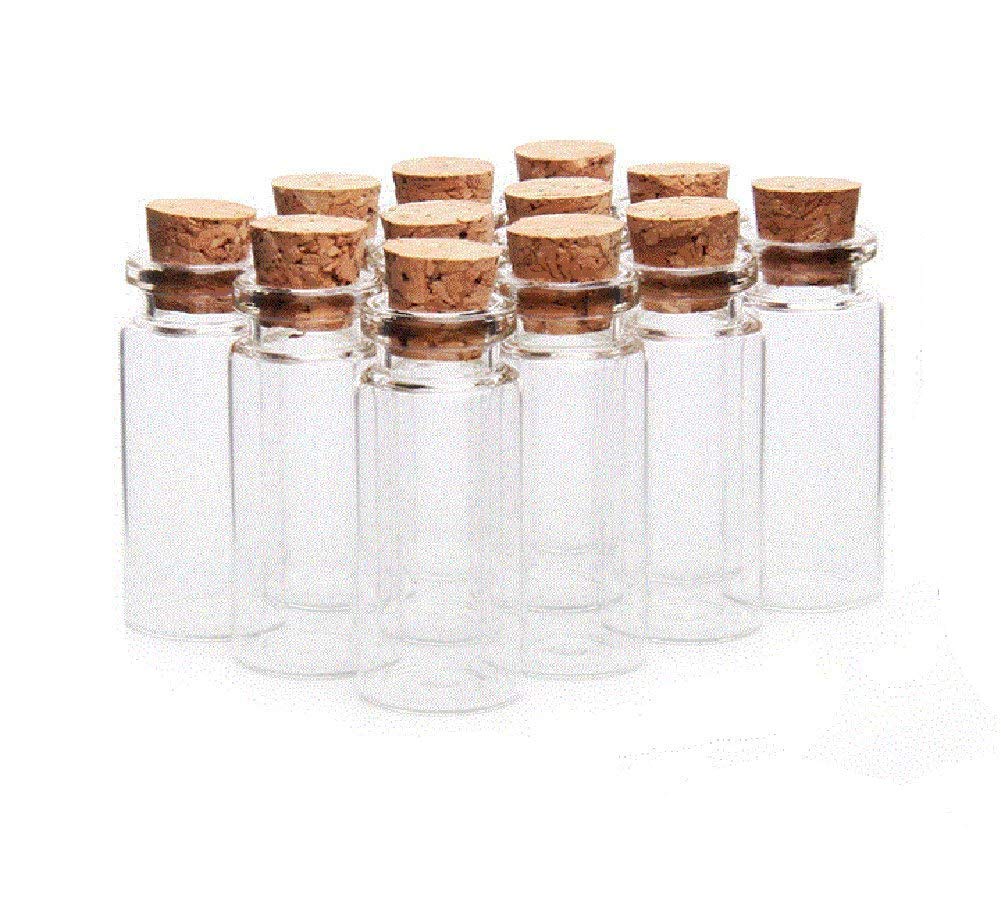 24pcs 10ml Clear Glass Jars with Cork Stoppers - Small Glass Bottles for DIY Crafts, Home Decor, Wedding Favors & Party Supplies - Perfect for Essential Oils, Spices, Beads Storage & Gift Packaging