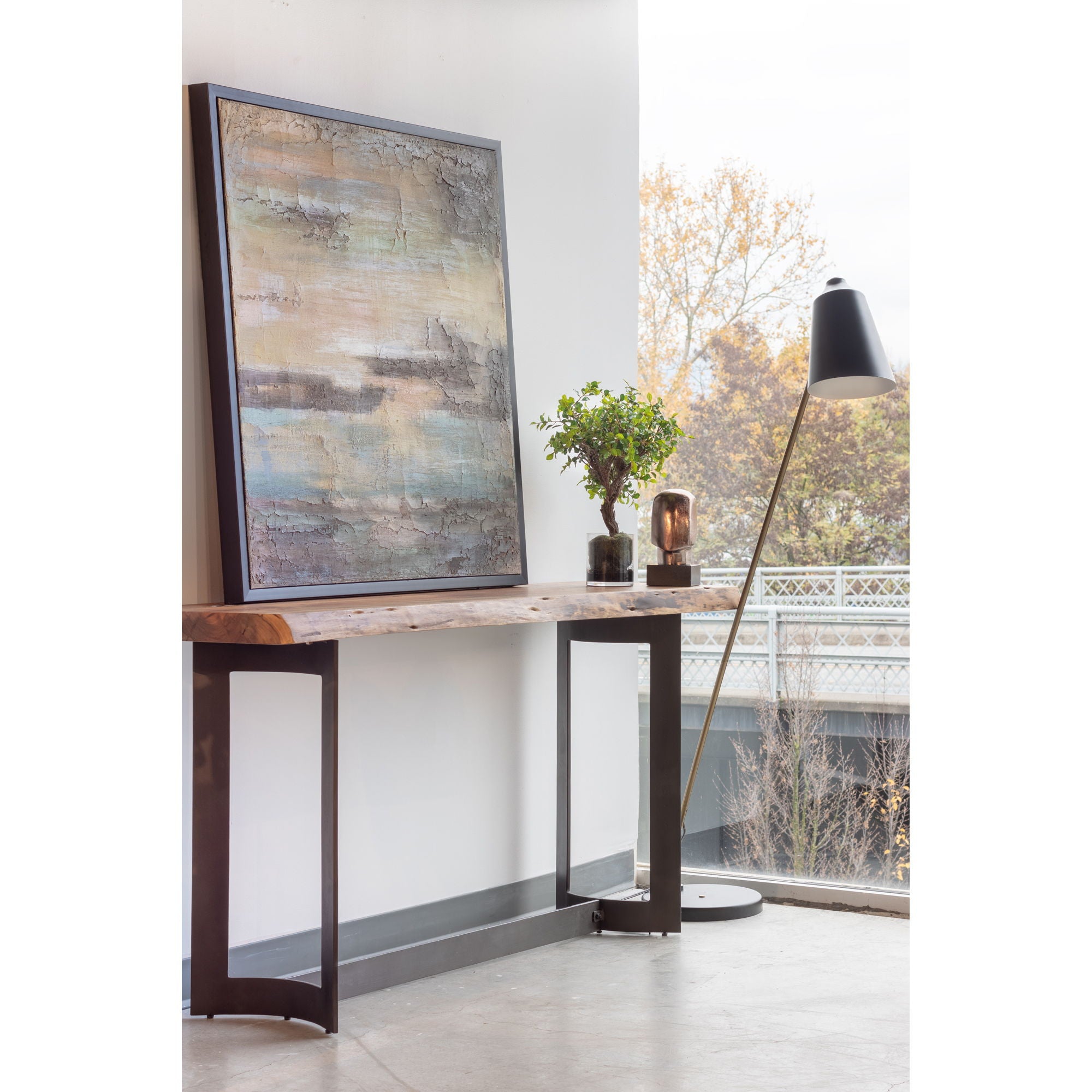 Rustic Bent Console Table with Natural Wood Stain - Perfect for Entryway, Hallway, or Living Room Decor