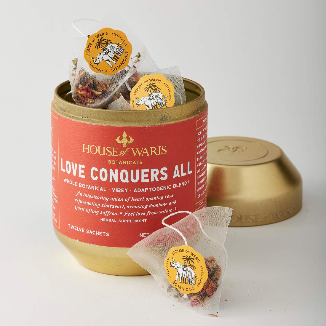 House of Waris Botanicals Love Conquers All Herbal Tea - Gluten Free, Vegan, Organic Herbal Blend for Relaxation & Wellness | Perfect for Stress Relief, Meditation & Evening Rituals
