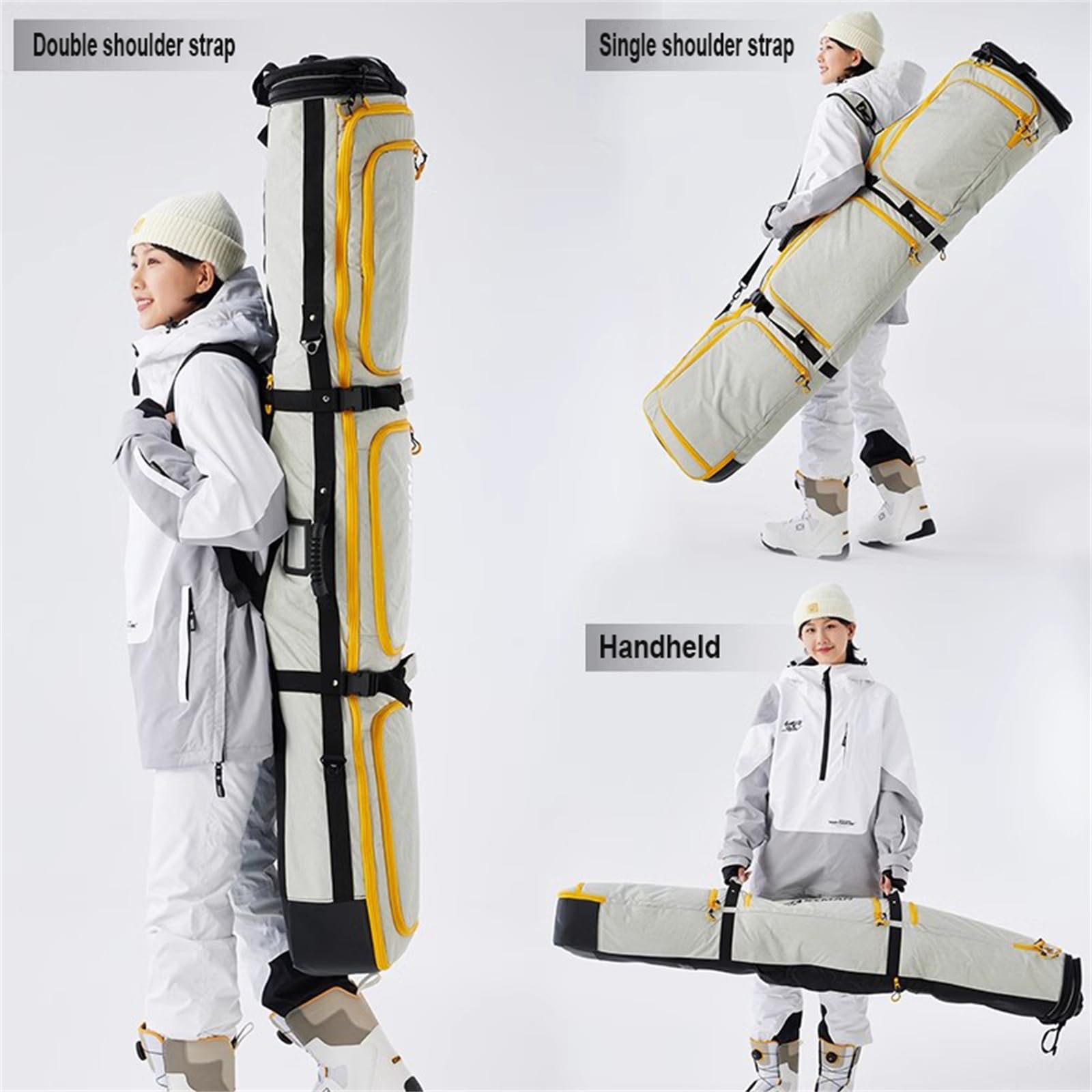Waterproof Roller Snowboard & Ski Bag with Wheels - Adjustable Length, Foldable & Extra Large for Air Travel - Perfect for Snowboarding Trips & Winter Sports Gear Storage