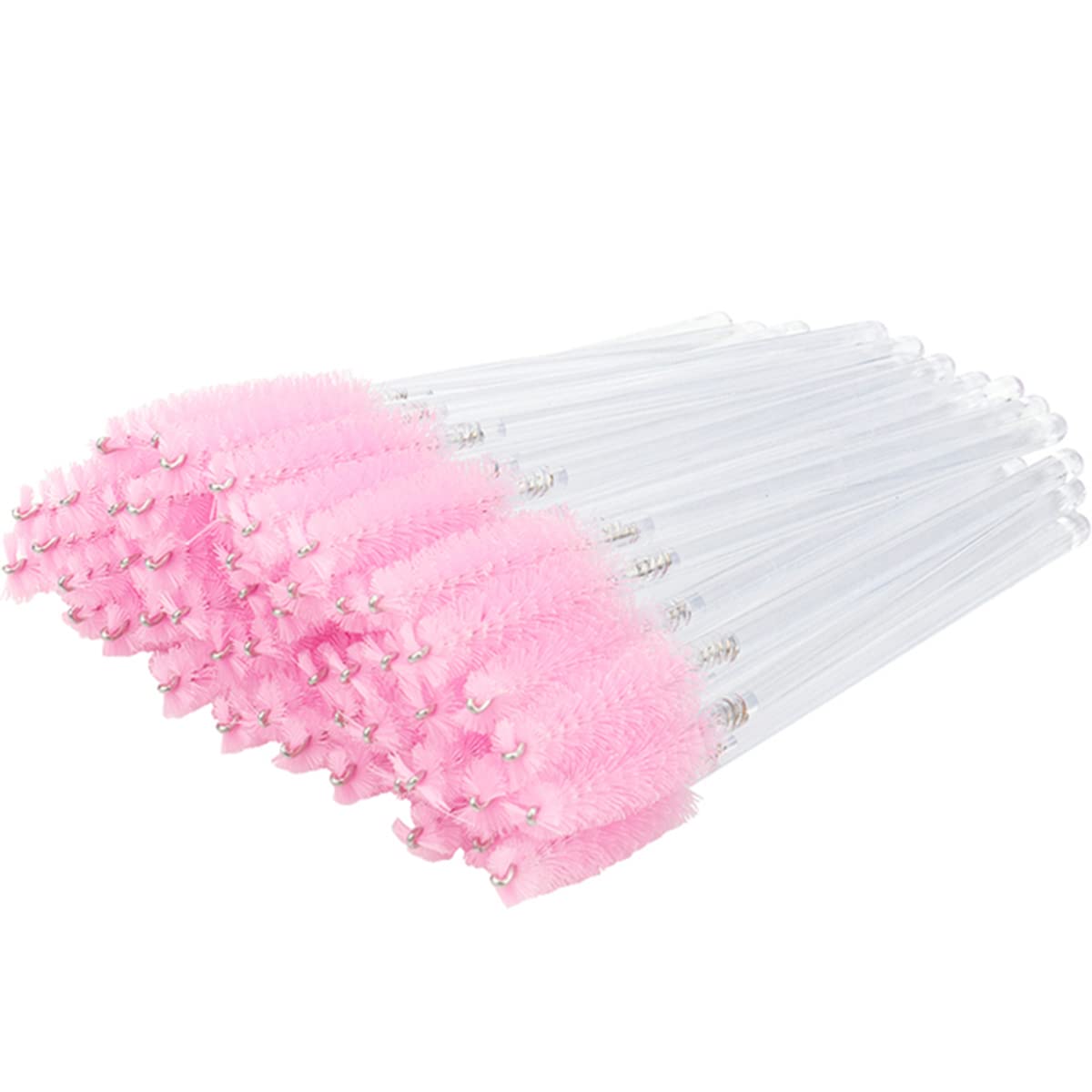 300 PCS Disposable Mascara Wands - Eyelash & Eyebrow Brush Spoolies with Clear Pink Handle - Perfect for Lash Extensions, Makeup Artists & Salon Use