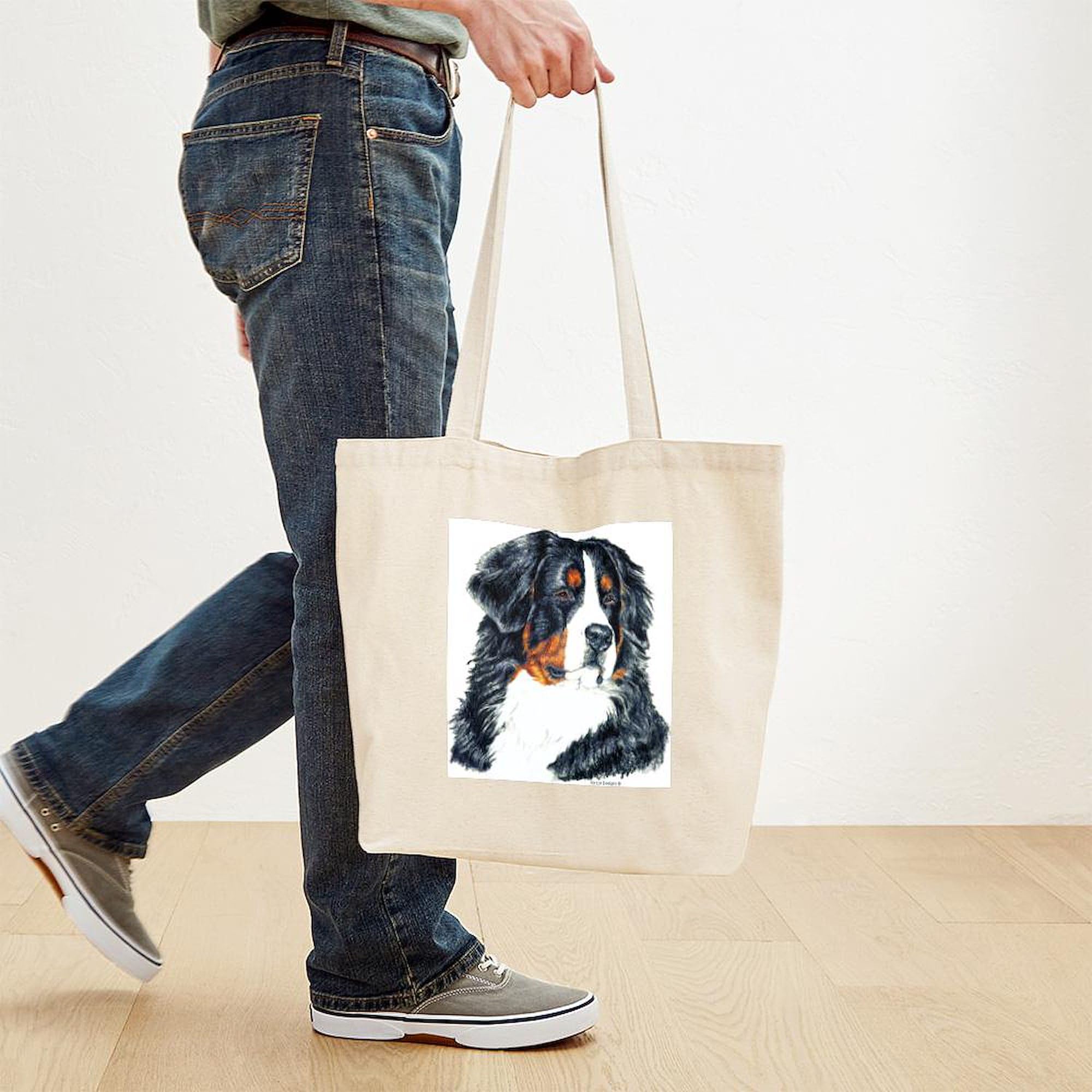 Bernese Mountain Dog Portrait Canvas Tote Bag - Eco-Friendly Reusable Shopping Bag for Groceries, Beach & Daily Use | CafePress