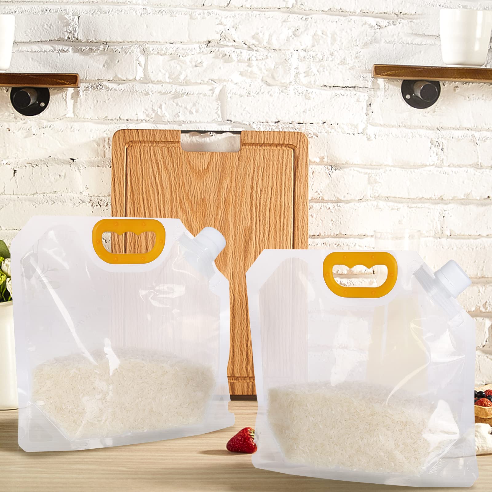 1.5L Reusable Transparent Grain Storage Bags - 10 Pack Airtight Moisture-Proof Sealed Bags with Funnel | Resealable Smell-Proof Food Storage Baggies for Rice, Flour, Coffee, Nuts & Dry Goods | Perfect for Kitchen Pantry Organization & Bulk Food Preservation