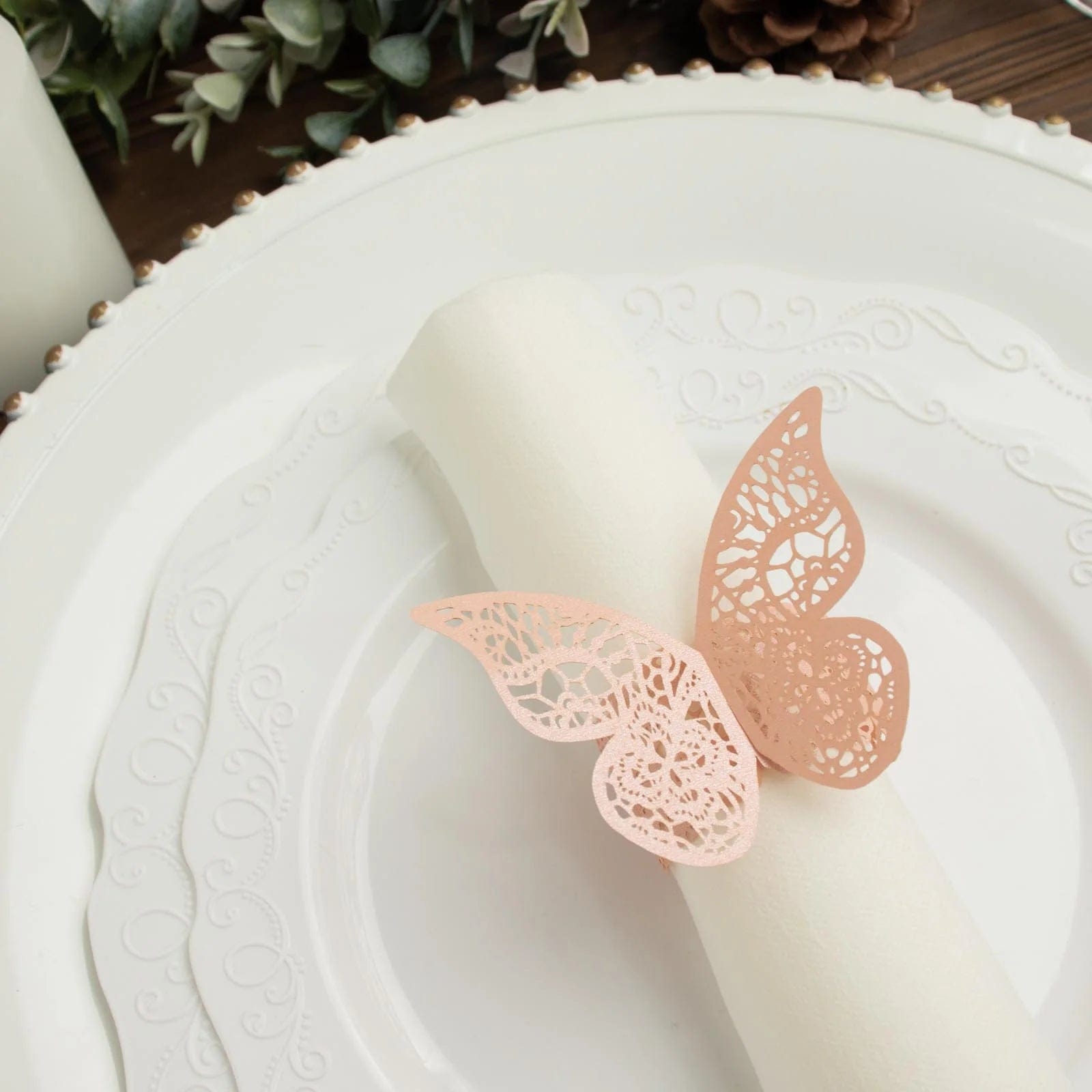 12 Pack Laser Cut 3D Butterfly Napkin Rings for Wedding, Party & Table Decor - Elegant DIY Paper Craft for Dinnerware & Home Decoration
