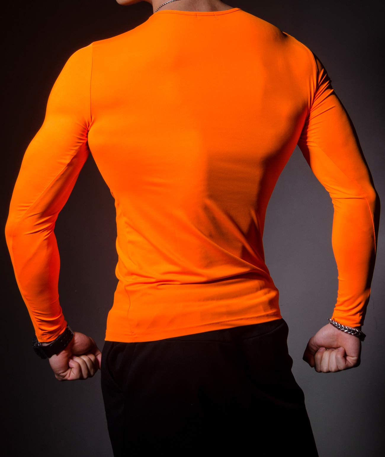 Red Plume Men's Cool Dry Fit Long Sleeve Compression Shirt - Moisture Wicking Activewear for Running, Gym Workouts & Outdoor Sports - Breathable Athletic Base Layer T-Shirt