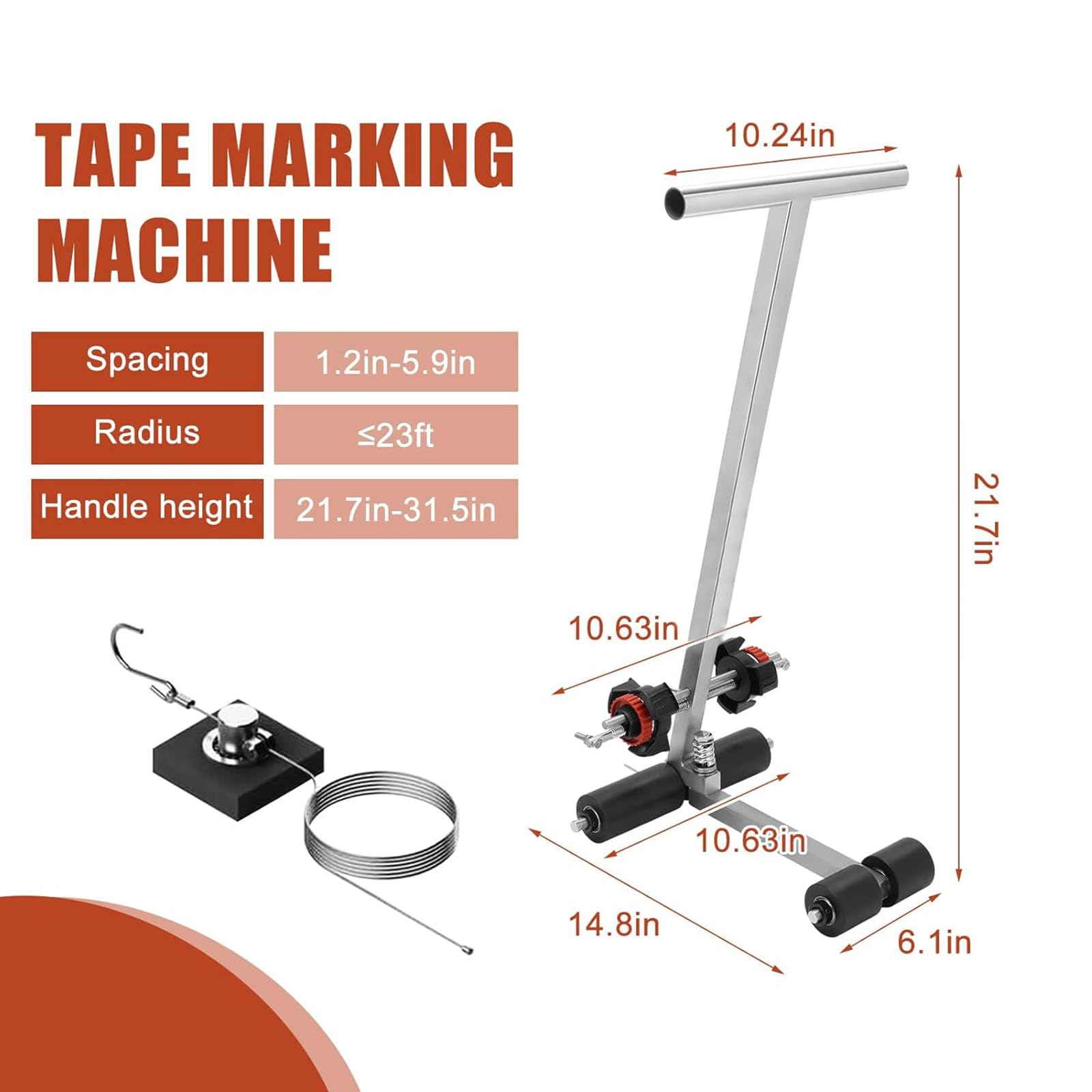 Professional Basketball Court Marking Kit - Line Tape Machine & Paint Applicator for Tiles, Concrete, Asphalt Floors | DIY Court Lines & Circles | Perfect for Gymnasiums, Driveways & Sports Facilities