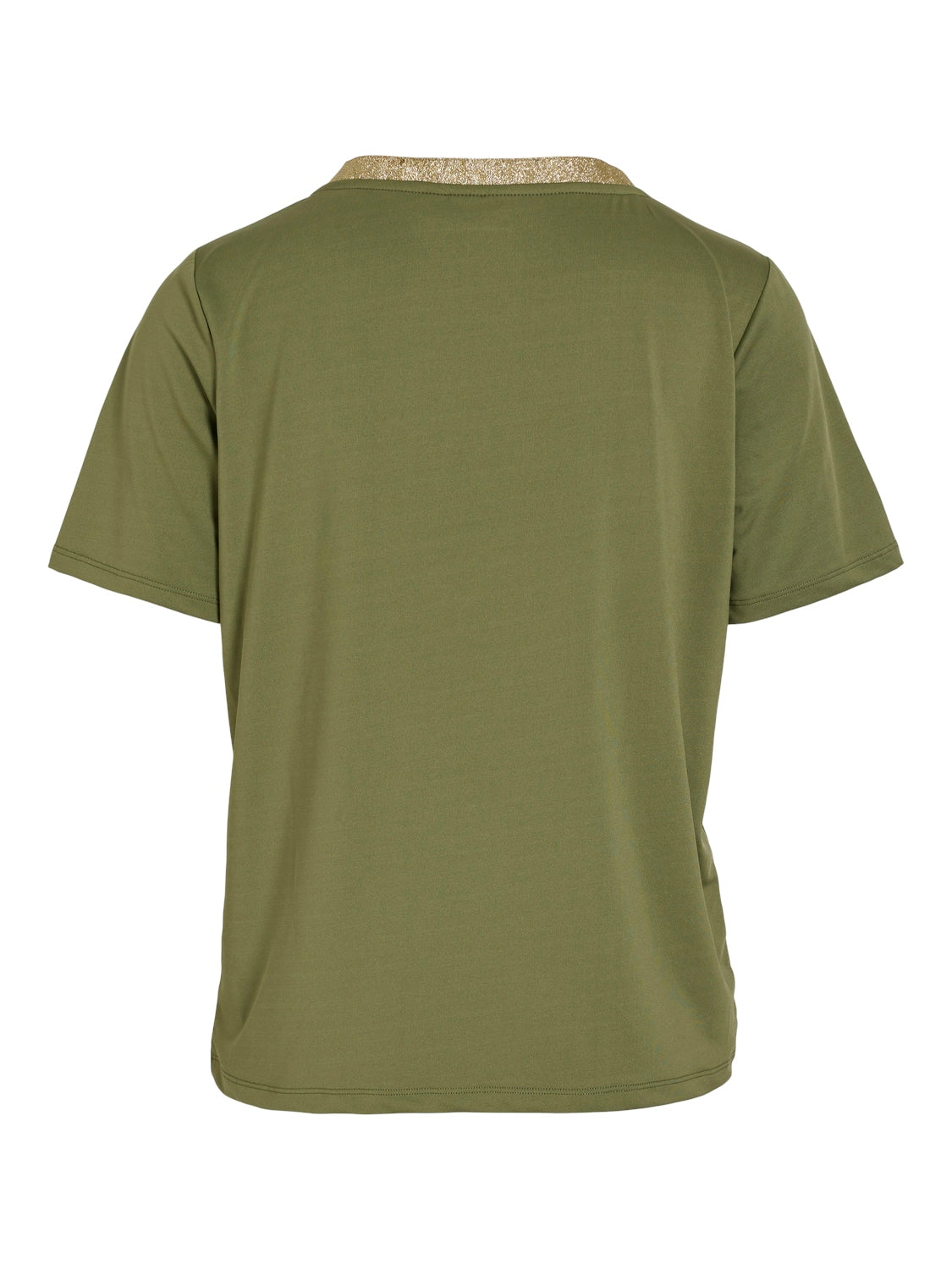 Hekla Women's V Neck T-Shirt - Oil Green Glitter Top for Casual Wear, Party, and Everyday Outfits