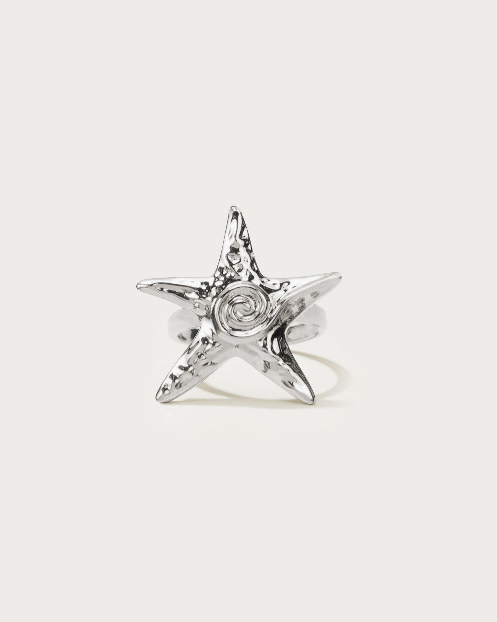 Silver Starfish Ring - Elegant Ocean Jewelry for Women, Perfect for Beach Vacations & Summer Fashion