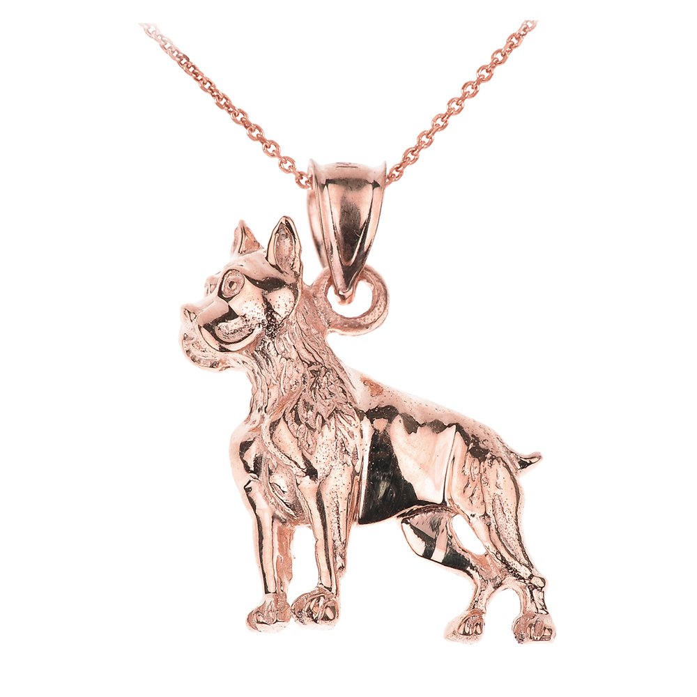 10K Rose Gold Boxer Dog Charm Pendant Necklace for Women - Dainty Pet Lover Jewelry Gift for Birthday, Anniversary & Dog Moms | Perfect for Everyday Wear, Special Occasions & Dog-Themed Parties