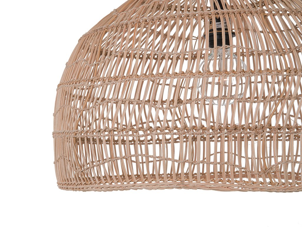 KOUBOO Open Weave Rattan Pendant Light - Modern Dome Ceiling Lamp with Natural Cane Weaving for Kitchen, Dining Room, Bedroom & Hallway | Boho Chic Home Decor Lighting Fixture | Perfect for Farmhouse, Coastal & Bohemian Interior Design Styles