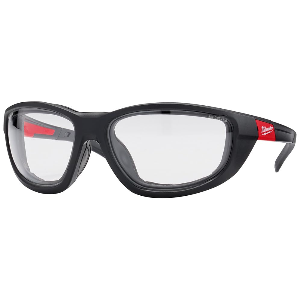 Milwaukee Clear Performance Safety Glasses with Gasket - ANSI Z87.1 Certified Protective Eyewear for Construction, Woodworking & DIY Projects