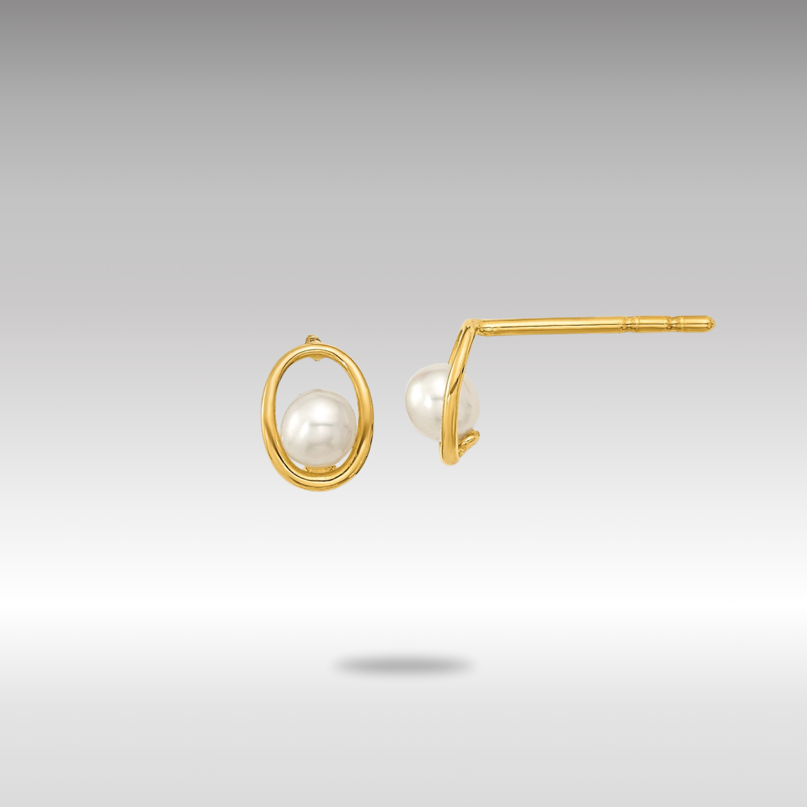 Gold Madi K Polished Oval Cultured Pearl Post Earrings SE3039 - Elegant Pearl Jewelry for Women, Perfect for Weddings, Parties & Special Occasions