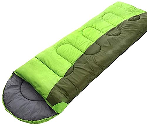 Warm & Cozy -18℃~5℃ Adult Sleeping Bag for Outdoor Camping, Hiking & Travel - Thick Cotton Envelope Design for Autumn & Winter - Green (Perfect for Backpacking, Picnics & Emergency Preparedness)