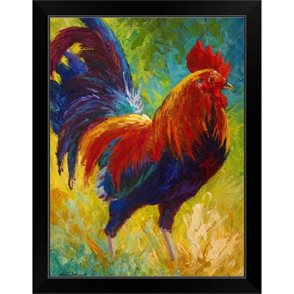 Hot Shot Rooster Black Framed Art Print - Premium Rooster Wall Art Decor for Kitchen, Dining Room, or Farmhouse Style Home